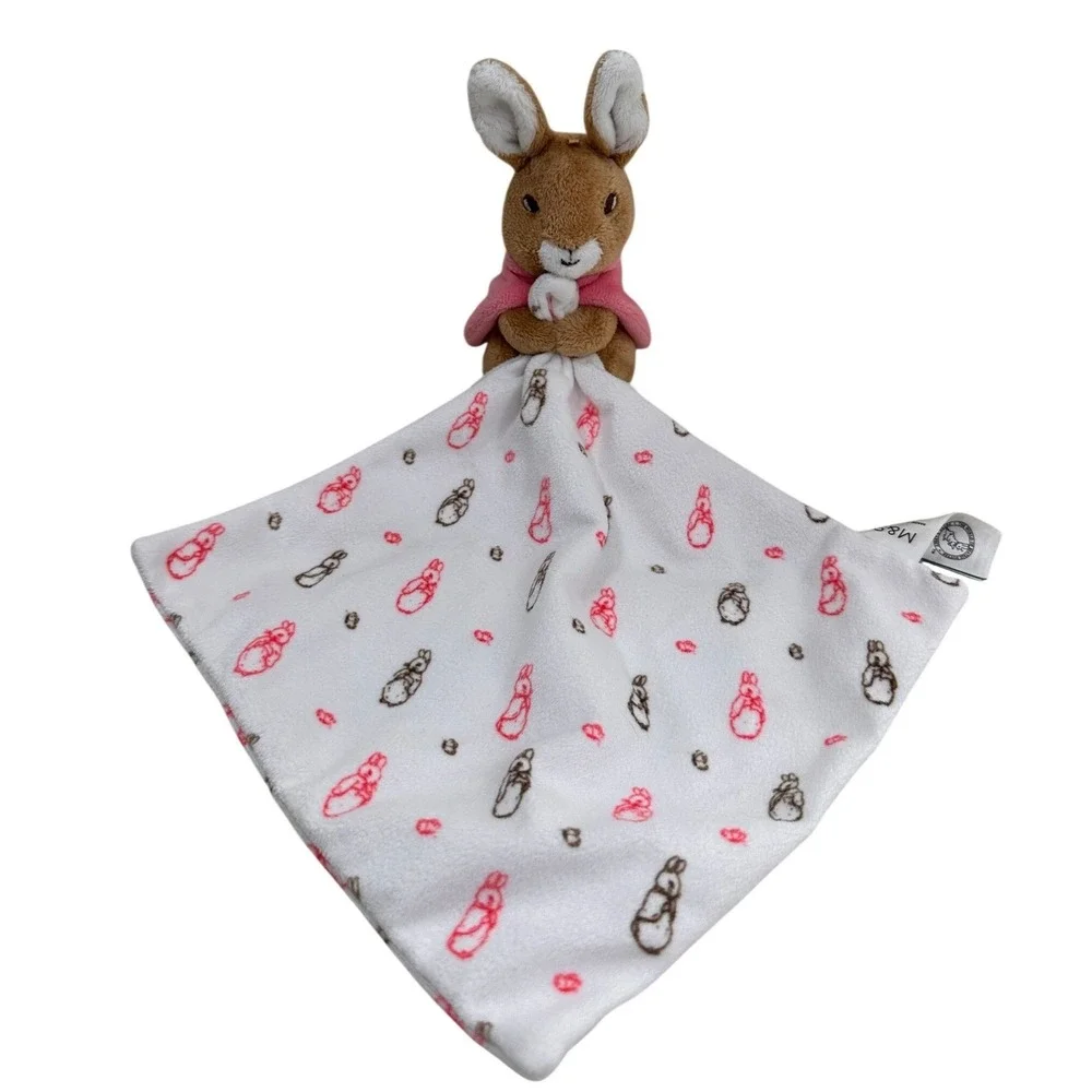 M&S Peter‎ Rabbit Flopsy Bunny Lovey Security Blanket Pink White Plush Kids Toy